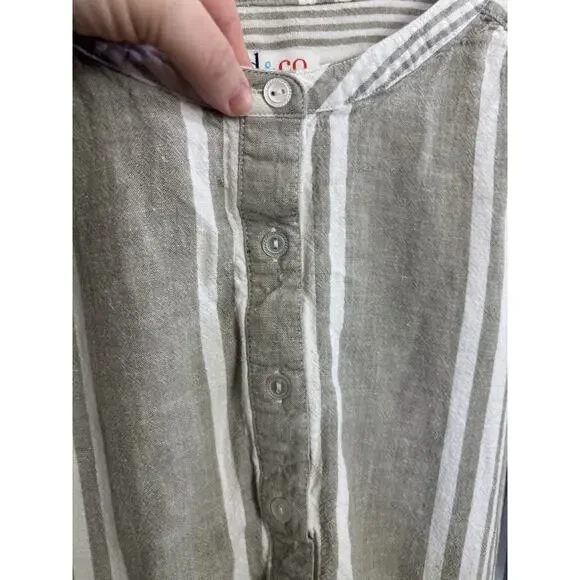 Linen Blend Resort Wear D&Co Striped Cover Up Top Size Large Coastal Beach - Picture 4 of 8